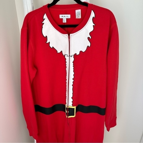 The Rail Unisex Red Santa Fleece One Piece Christmas Pajamas Sz L - Picture 3 of 14